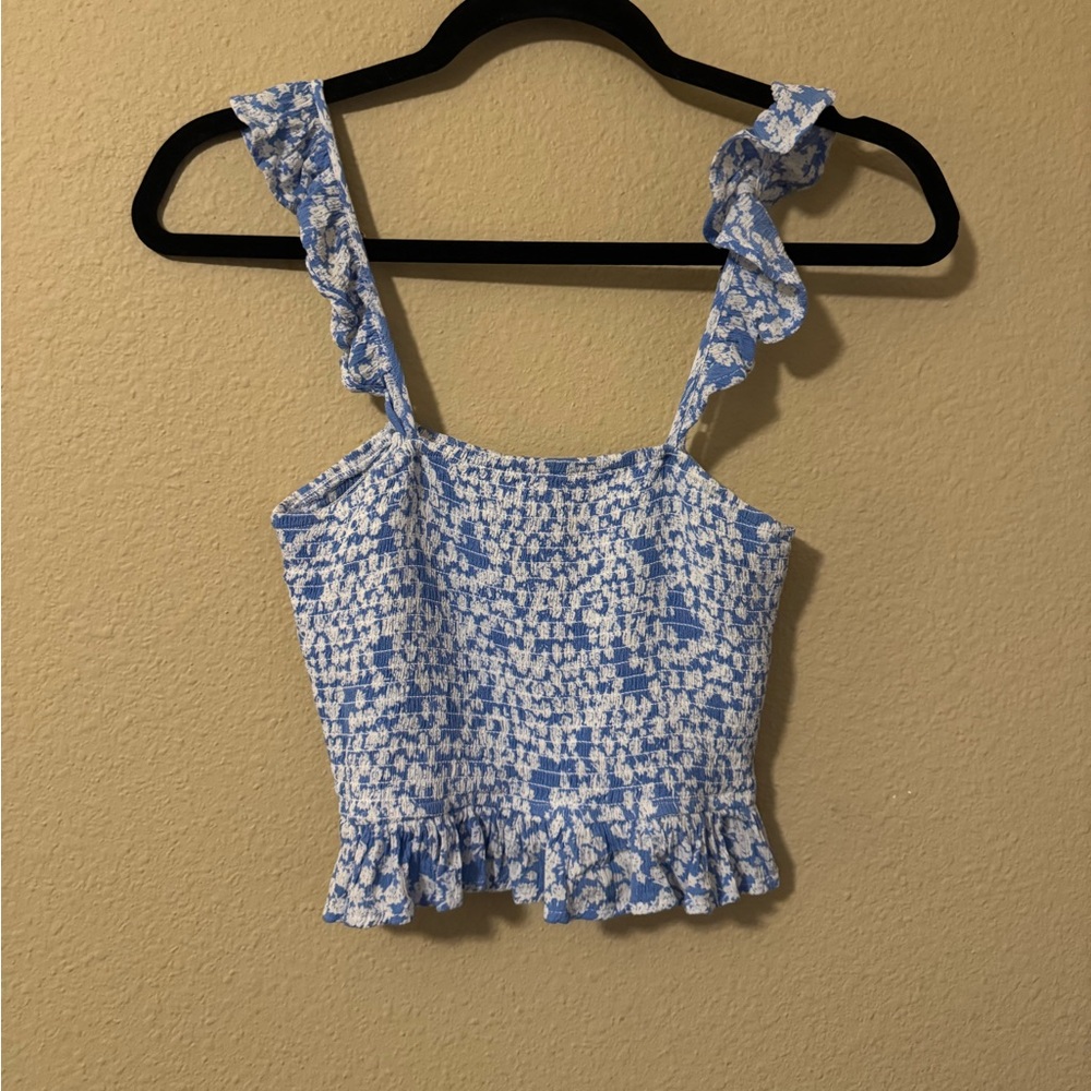 Blue B Collection floral ruffle smocked tank top & skirt set